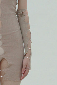 Rui Zhou R013 Sleeve Series Pearl Chain Single Finger Sleeve RUI-R013-AW20-HUIFEN Gray Powder